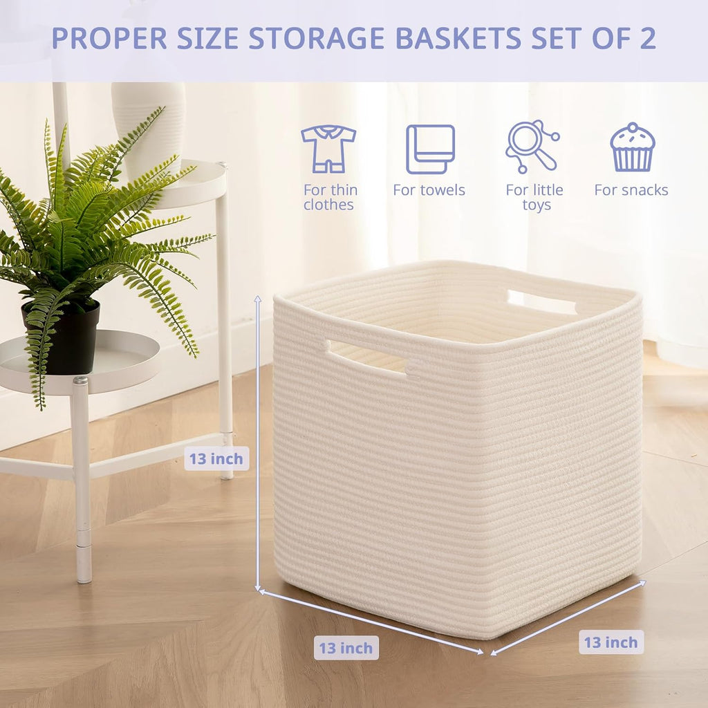 OIAHOMY 2 PACK Cube Storage Bin 13 Inch Collapsible Storage Cube White