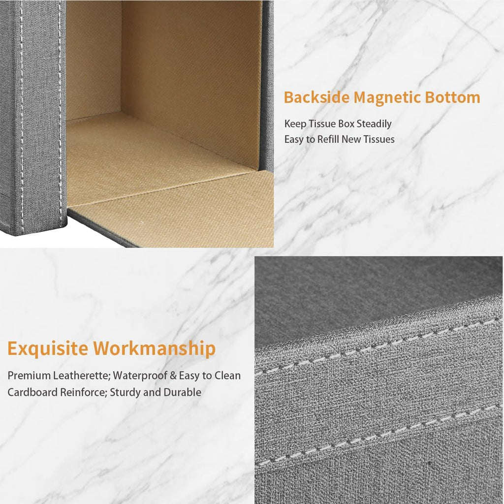 Square Tissue Box Cover with Storage Tray,Modern Decorative Tissue Holder