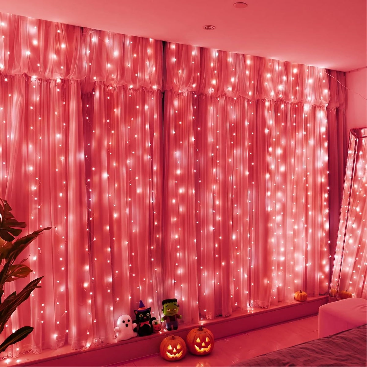 HXWEIYE 300LED Fairy Curtain Lights, 9.8x9.8Ft USB, Remote, 8 Modes & Timer