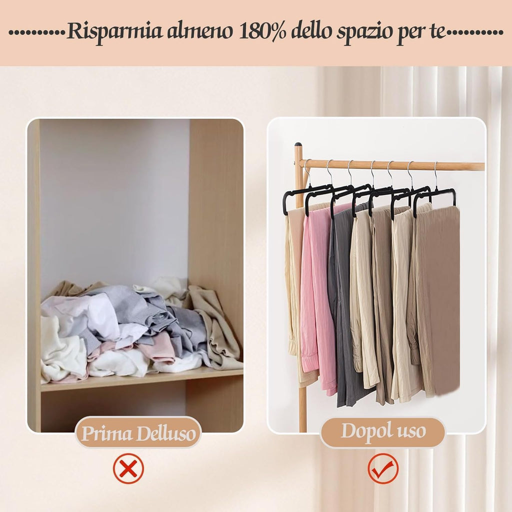 20 Pack Velvet Pants Hangers for Closet Space Saving, Thin Hanger (Black)