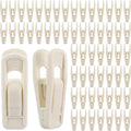 60 Pcs Beige Velvet Hanger Clips, Strong Flocking Finger Clips for Skirts, Pants & Scarves | Non-Slip Clip for Thin Velvet Hangers