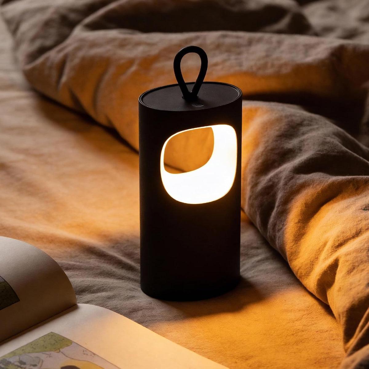 Cordless Rechargeable Lamp, 2700K Warm Light, Stepless Dimming, Black