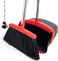 Broom and Dustpan Combo Set,51" Long Handle,Black Red
