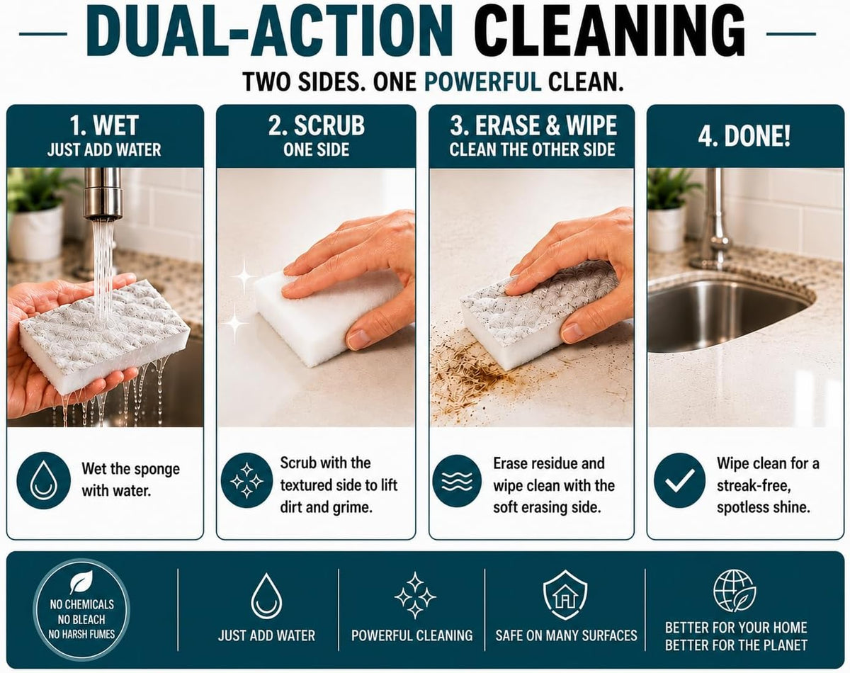 Dual-Action Cleaning Sponge, 3 Pack