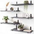 Fixwal Width 4.75 Inches Floating Wall Shelves, Set of 5, Grey
