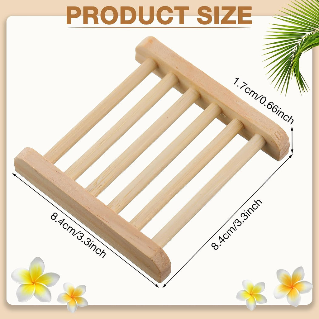 Amyhill 25 Pcs Bamboo Soap Dish Bulk Soap Holder Draining,Wooden Color