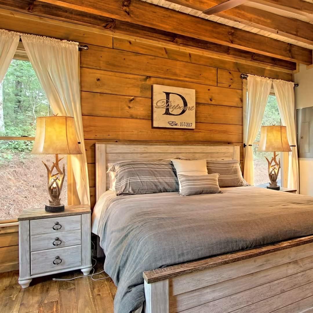 Dungoo 26" Rustic Antler Table Lamps Set of 2 for Bedroom with 2 USB Ports