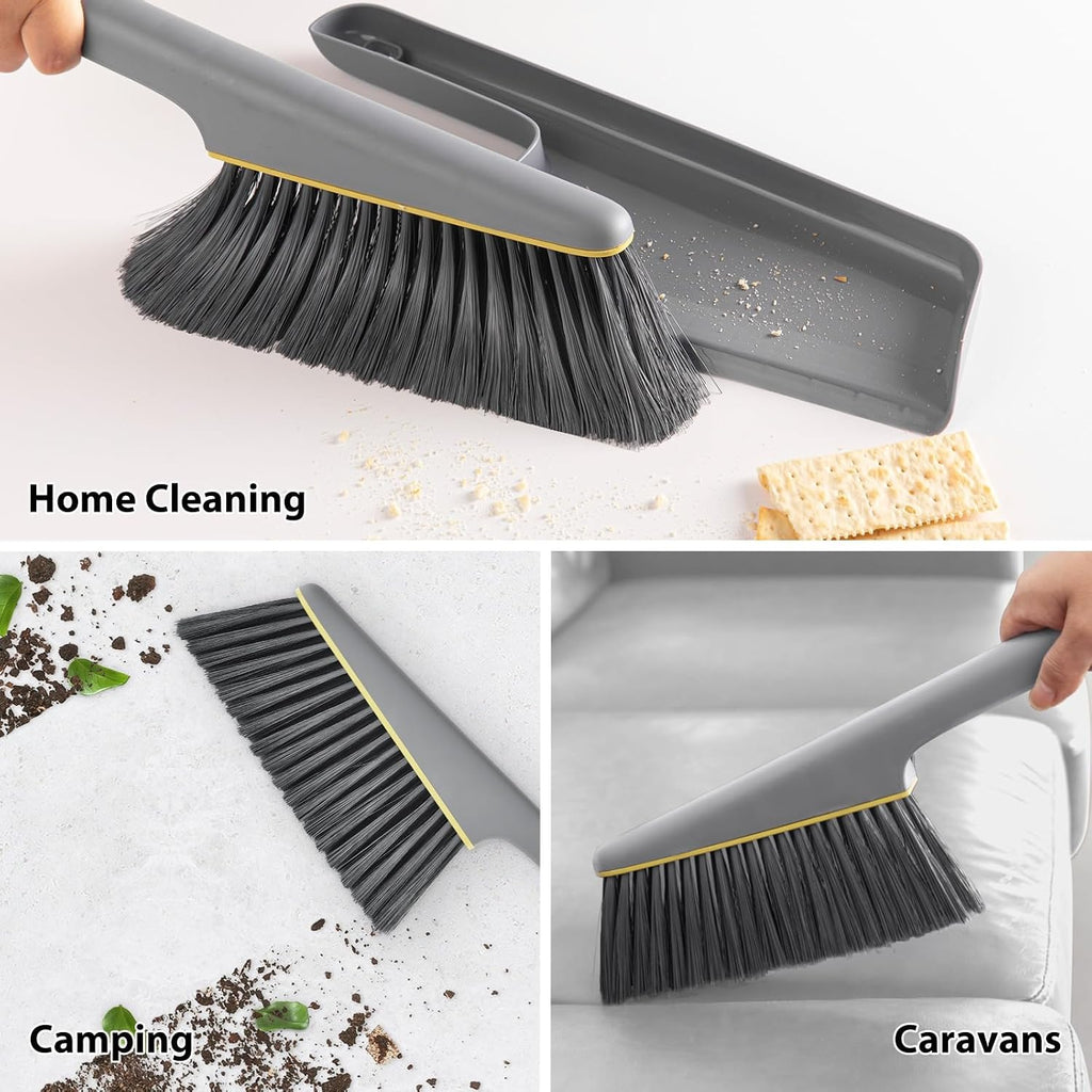 Lumkew Small Broom and Dustpan Set, Hand Mini Dust-Pan and Brush,1 Pcs Gray