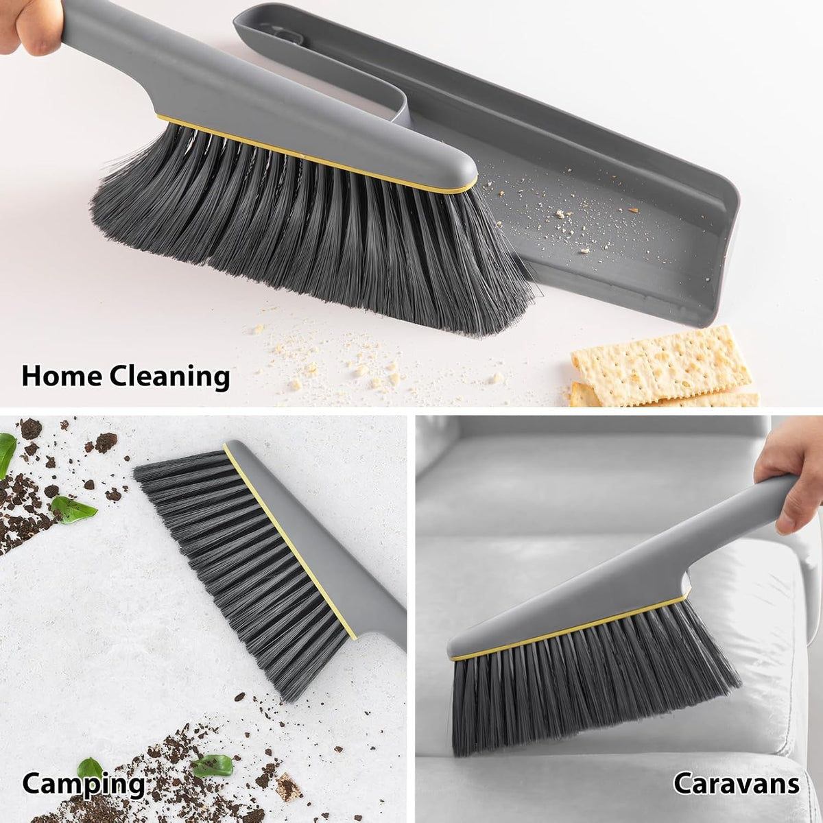 Lumkew Small Broom and Dustpan Set, Hand Mini Dust-Pan and Brush,1 Pcs Gray