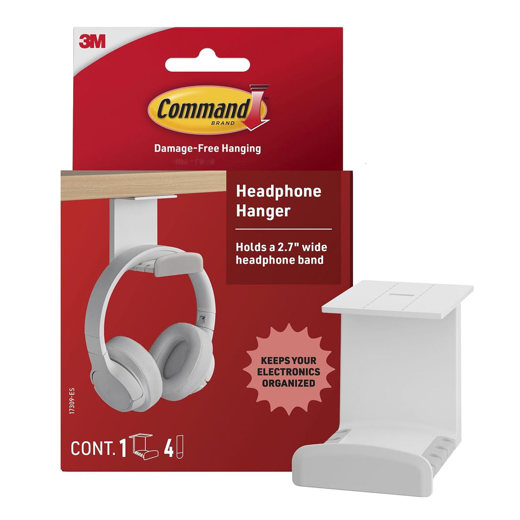 Command Headphone Hanger, 1 Hook, 4 Large Strips