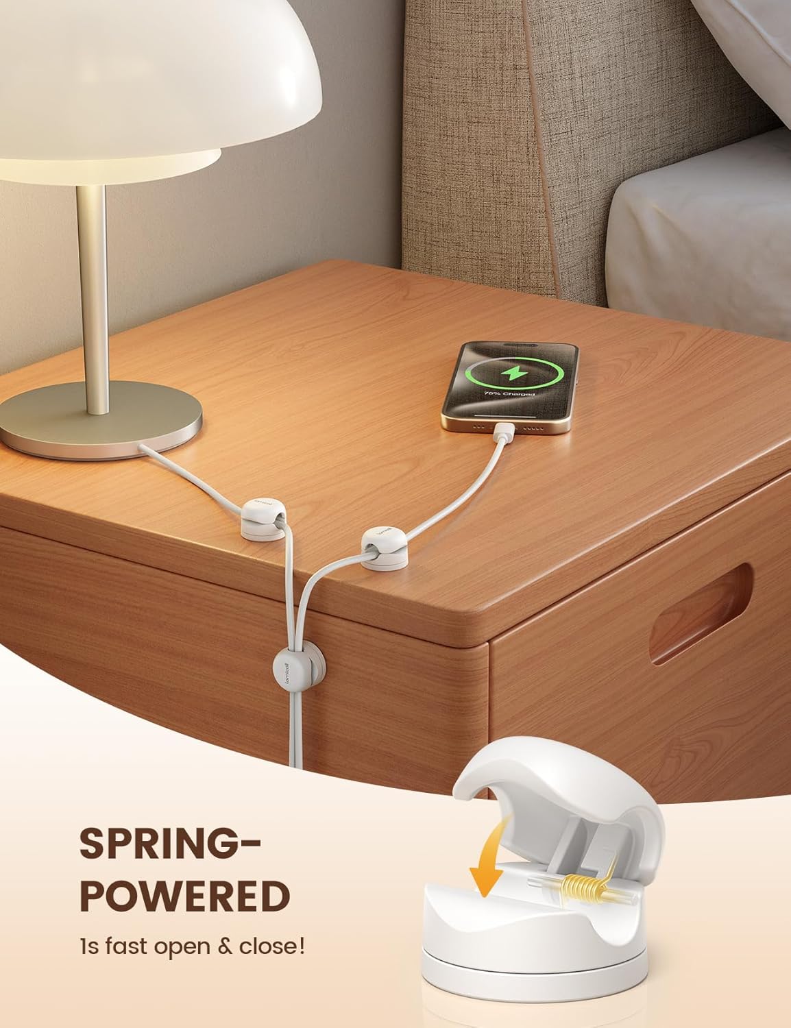 Lamicall 6 Pack Rotatable Cord Organizer, [1s Lock] Spring Cable Clips