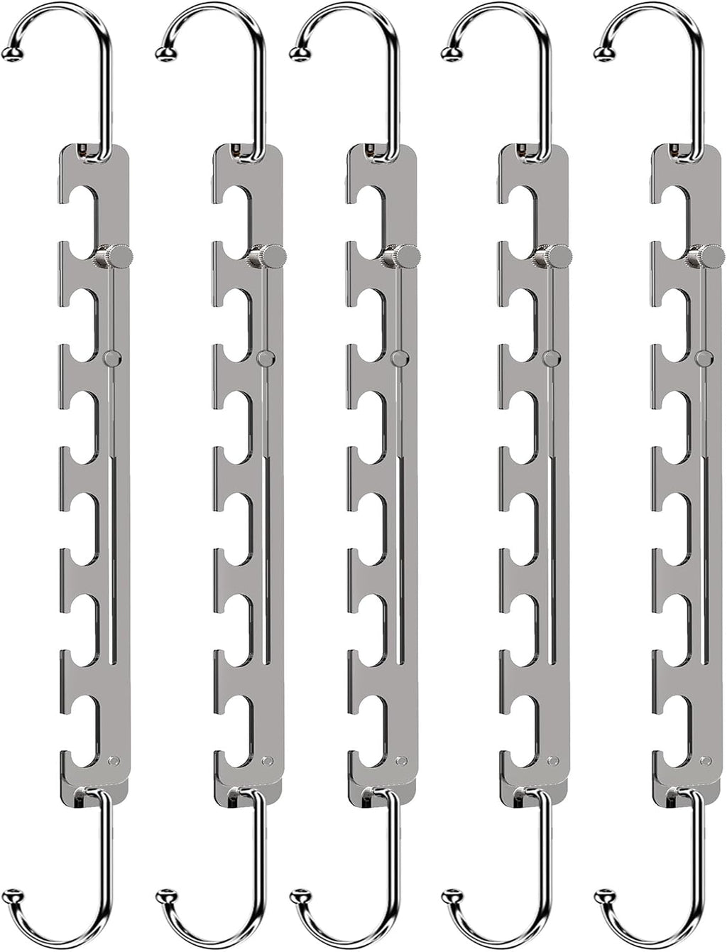 Sindax Space Saving Hangers Telescopic, 6 Holes Clothes Hangers Adjustment to 9 Holes, Upgraded Sturdy Metal Clothes Hangers Space Saving for Heavy Clothes, Closet Organizers and Storage - 5 Pack