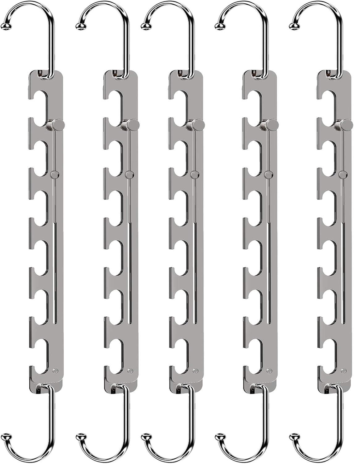 Sindax Space Saving Hangers Telescopic, 6 Holes Clothes Hangers Adjustment to 9 Holes, Upgraded Sturdy Metal Clothes Hangers Space Saving for Heavy Clothes, Closet Organizers and Storage - 5 Pack