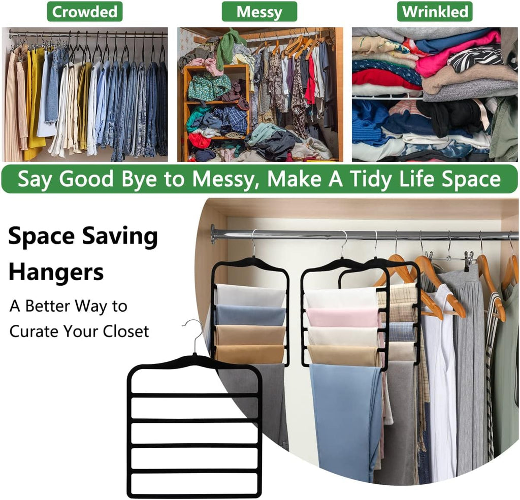 Closet Organizers and Storage, 3 Pack Pants Hangers Space Saving