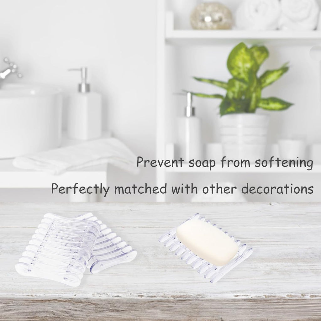 2 Pcs Plastic Bar Soap Holder Soap Tray Non-Slip Soap Saver Self Draining Soap Dish for Bar Soap Clear Soap Dryer for Shower Bathroom Kitchen Restaurant Counter