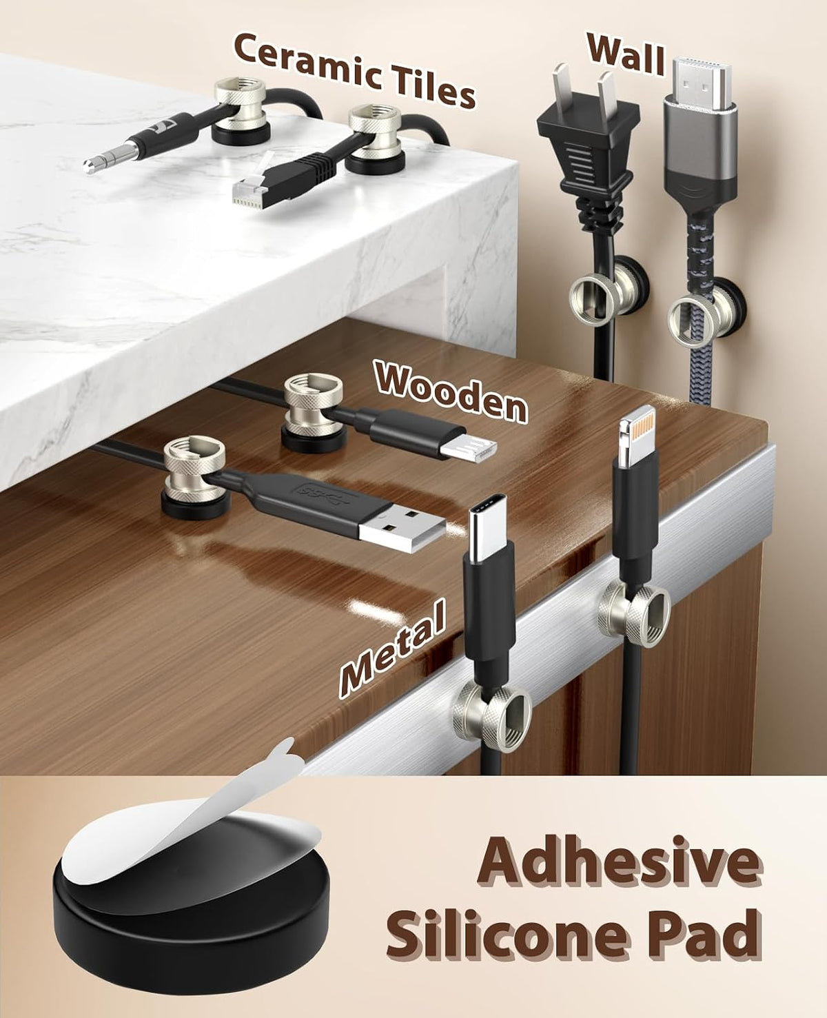 Viaky Magnetic Cord Holder,3 Pack Charger Holders for Cords