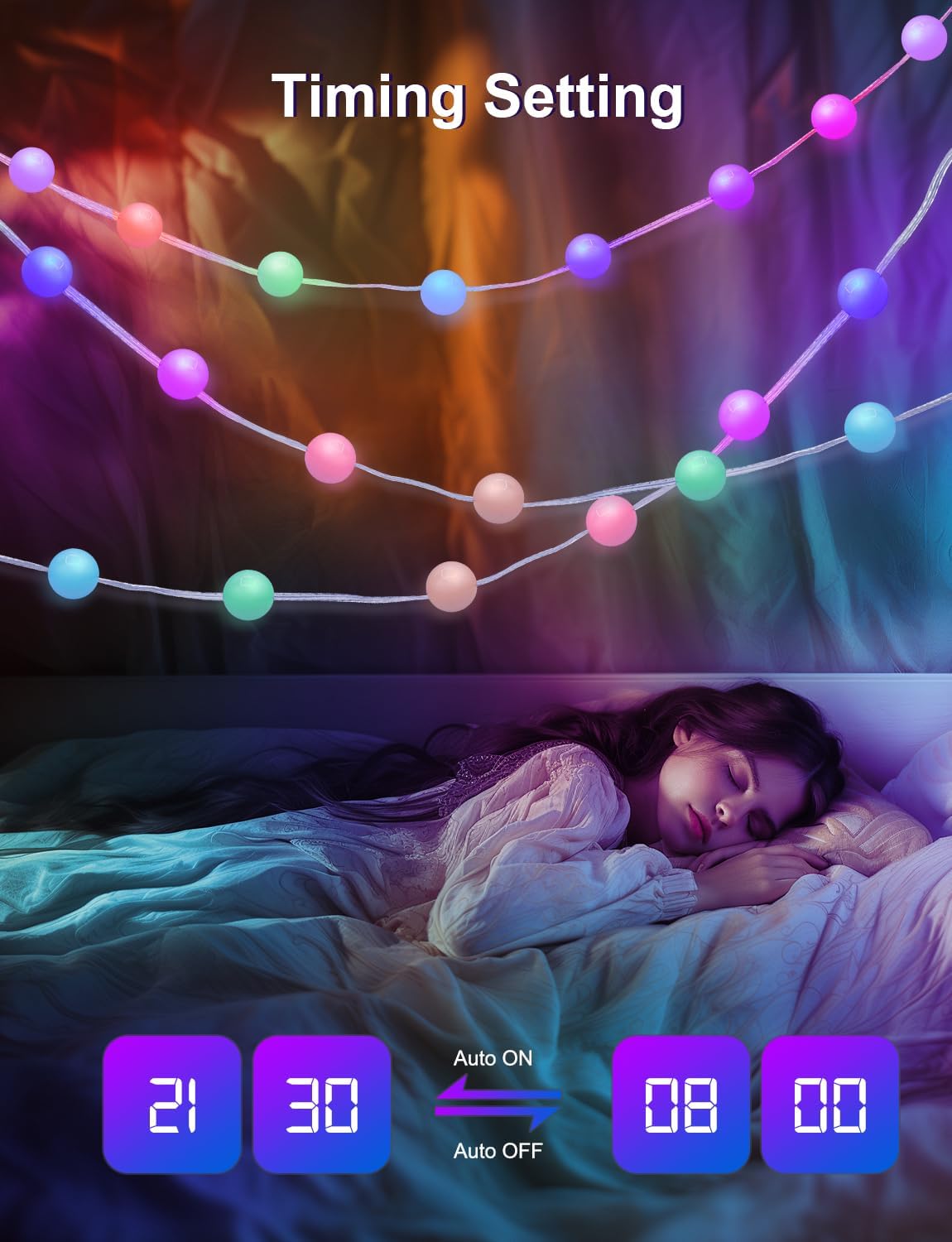 Smart Color Changing Globe String Lights APP Control for Bedroom Christmas