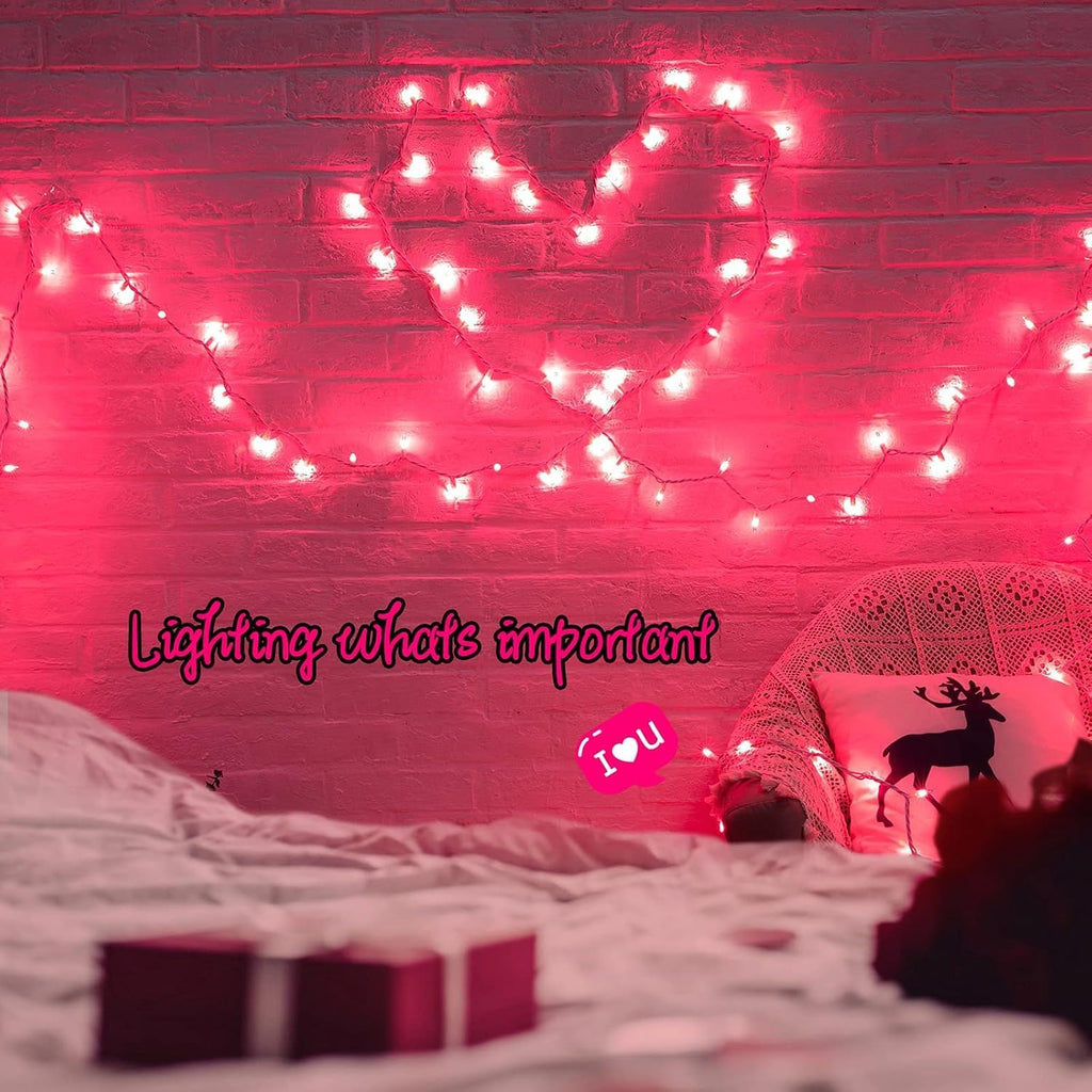 Minetom Pink Christmas Lights 100 Count 20 Feet Incandescent Bulb