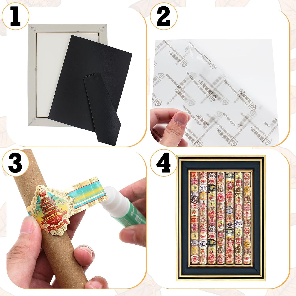 Cigar Band Display Box, Shadow Box Frame for Cigar Label Collection
