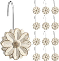 BreezeHug 12 Pcs Boho Shower Curtain Hooks Decorative Shower Curtain Hanger