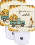 Sunflower Gnome Truck LED Plug-in Nightlights 2 Piece Set for Bedroom