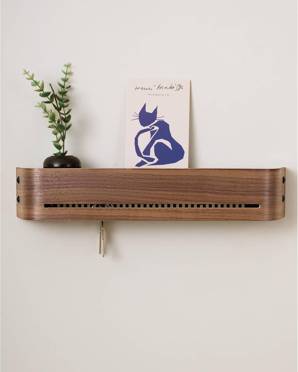Key Holder Wall Mount with Shelf | 17 inch | Walnut