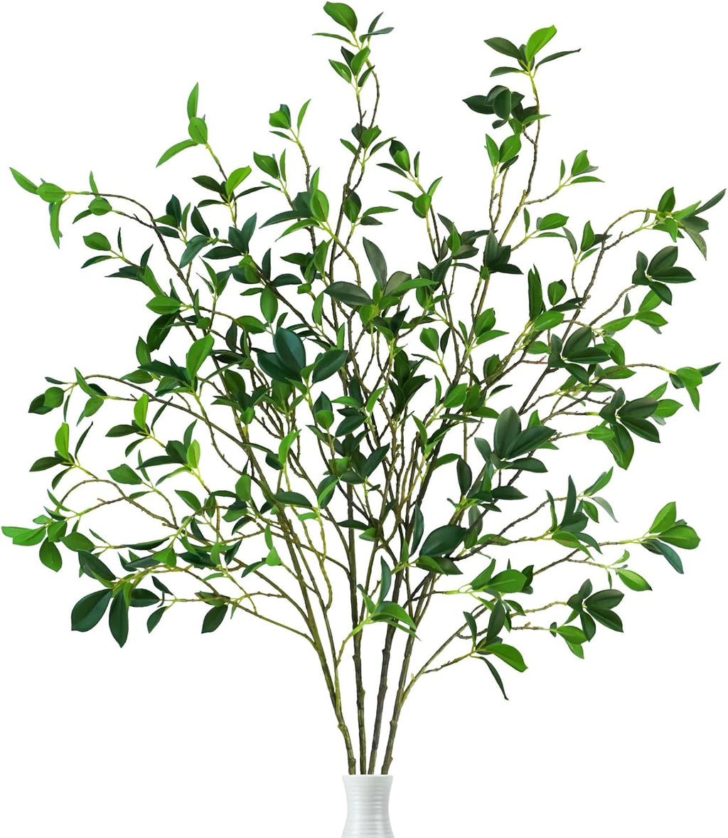 Krissing 4Pcs Artificial Greenery Stems, 44inch Fake Ficus Twig Branches