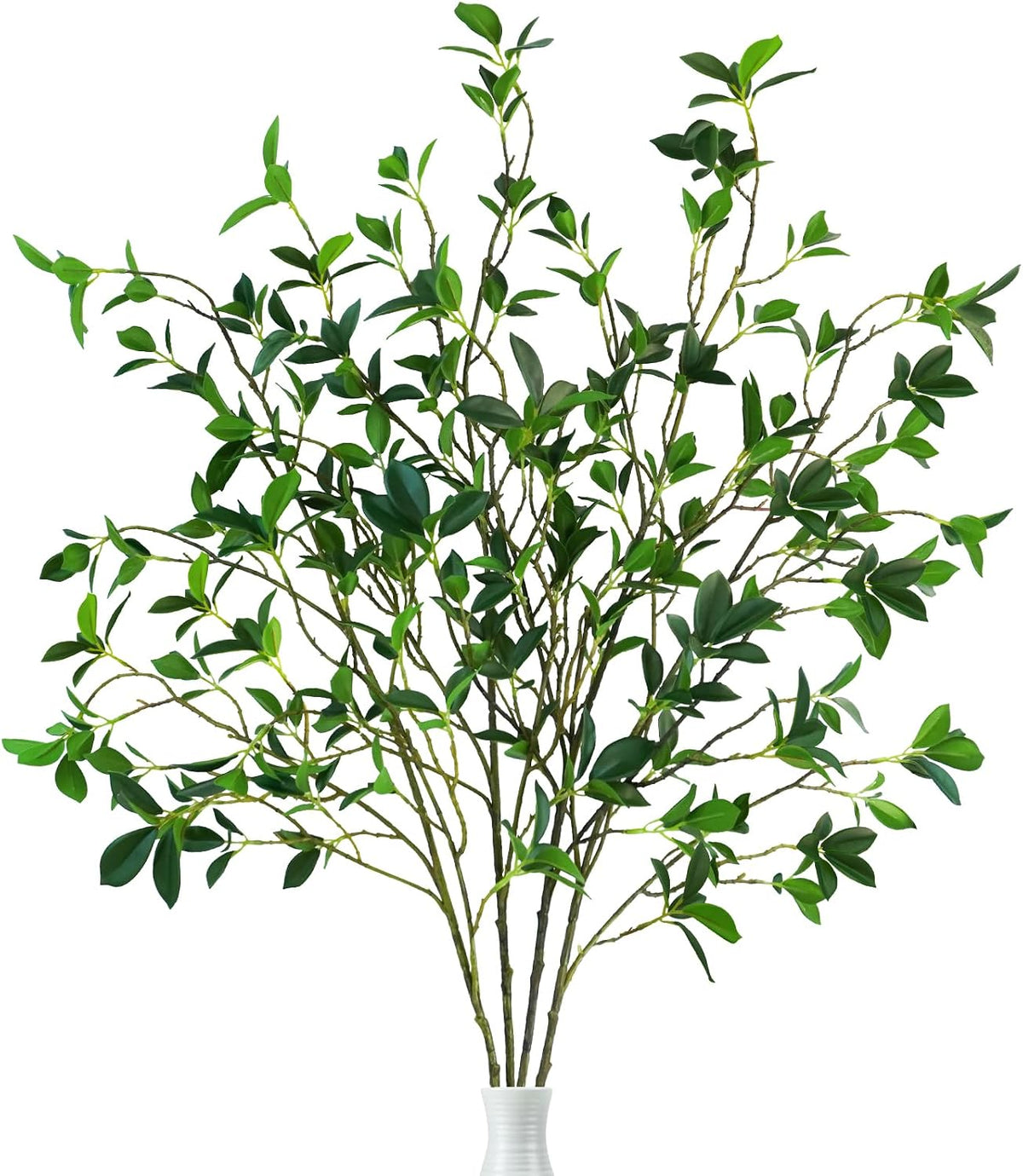 Krissing 4Pcs Artificial Greenery Stems, 44inch Fake Ficus Twig Branches