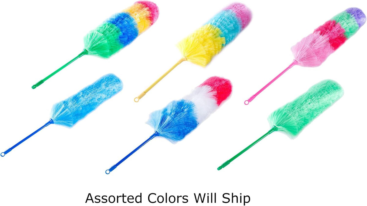 Kitchen + Home Large 27" Inch Static Duster with Bonus 35" Inch Extension Pole - Electrostatic Feather Duster attracts dust Like a Magnet! - Assorted Colors Will Ship