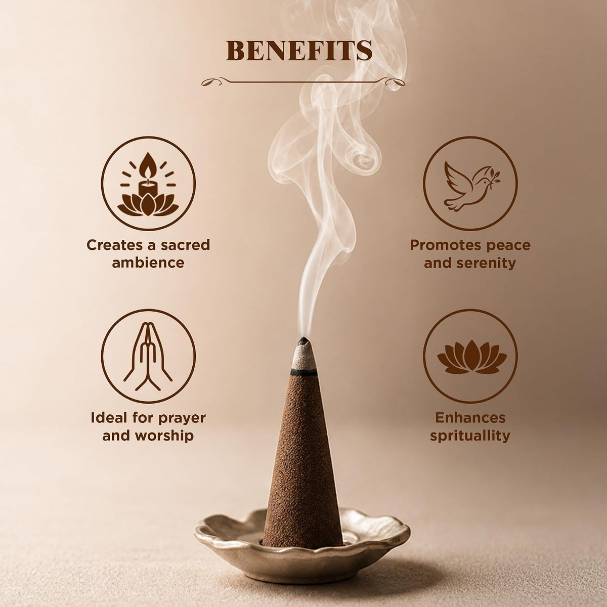 HEM Premium Masala Incense Cones (Church Incense) – Pack of 120 Cones | 10 Cones per Pack, | Long Lasting Divine Aroma for Prayer, Meditation & Spiritual Use
