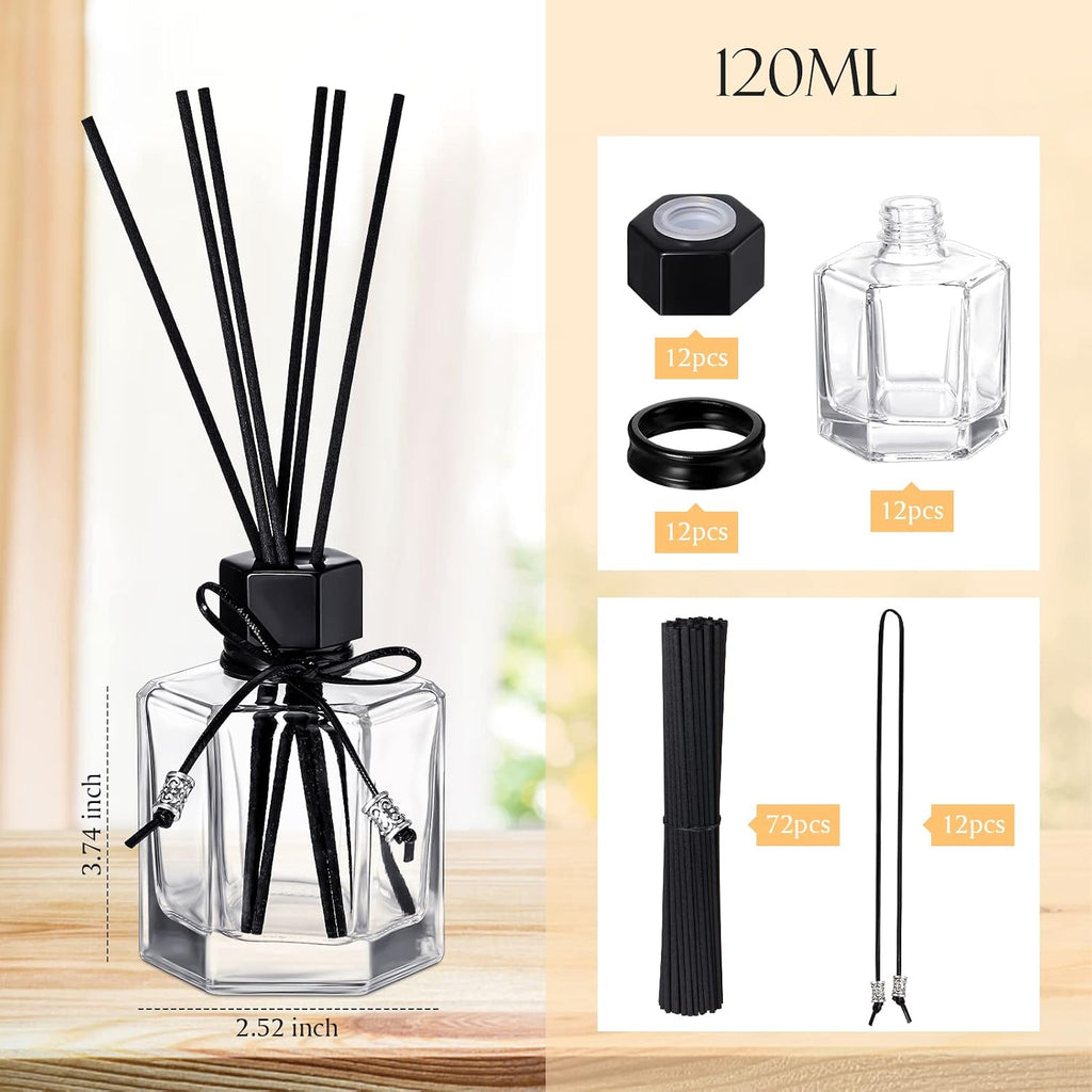Huquary 12 Set 120 ml 4 Ounce Reed Diffuser Bottle Empty Glass Jars