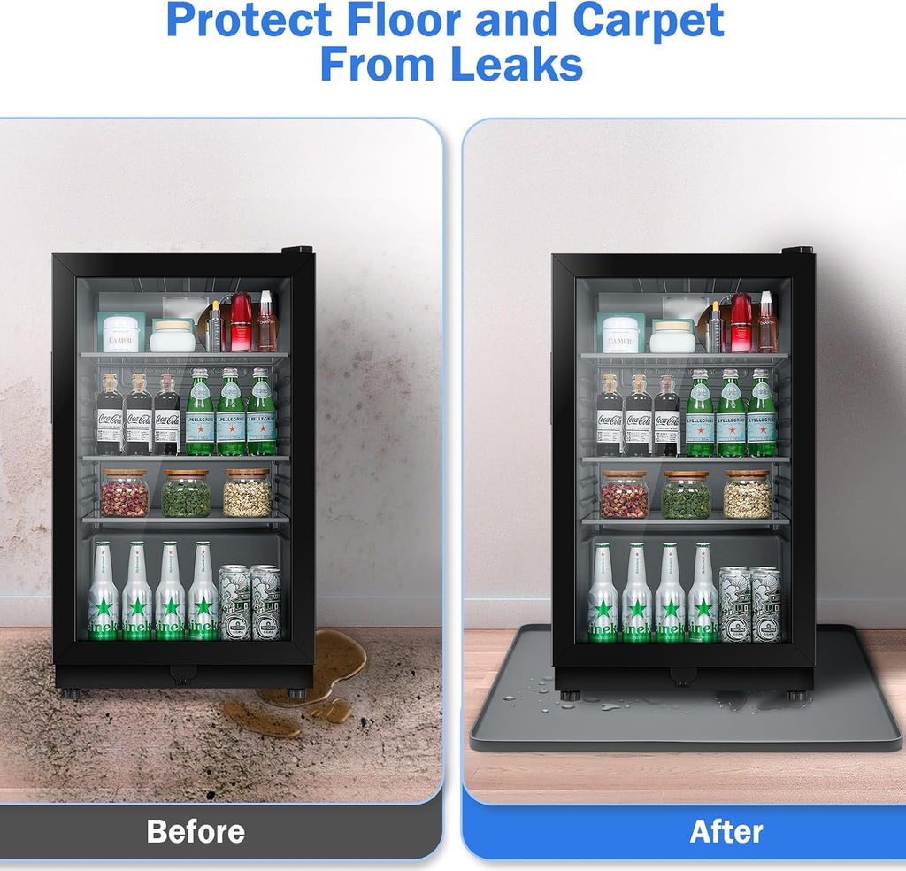Mini Fridge Silicone Mat with Raised Edge, 23.6''x19.7'' Under Refrigerator Mat, Mini Fridge Drip Pan Prevent Water Leakage and Floor Damage, Leakproof Mat for Under Small Fridge Refrigerator Freezer