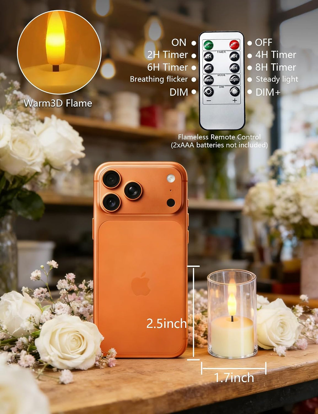 Rechargeable Flameless Tea Light Candles with Remote Timer,Clear Acrylic LED Votive Candles,USB-C Fast Charging,60+ Hour Runtime,Dimmable Flickering&Steady Glow for Home,Wedding,Holiday Decor,6 Pack