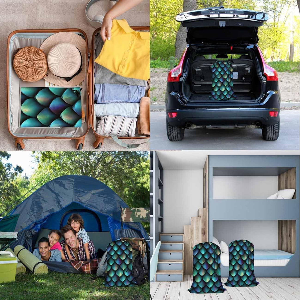 Swono Animal Skin Laundry Bags for Travel, Home, Camping and Gym 3D Print Seamless Texture of Dragon Scales 28" x 40", Football Grid Oxford Cloth