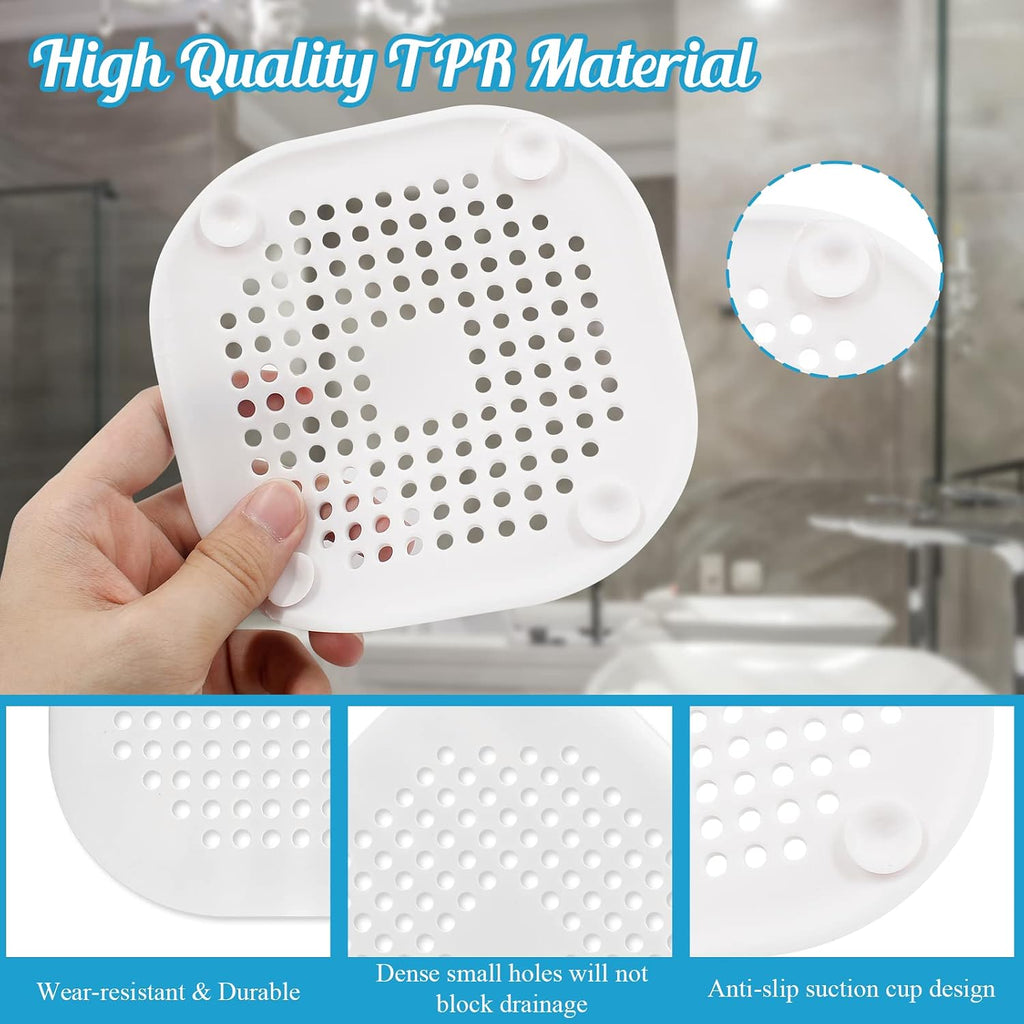 Square Drain Cover, 5.4 Inch, White, 2Pcs