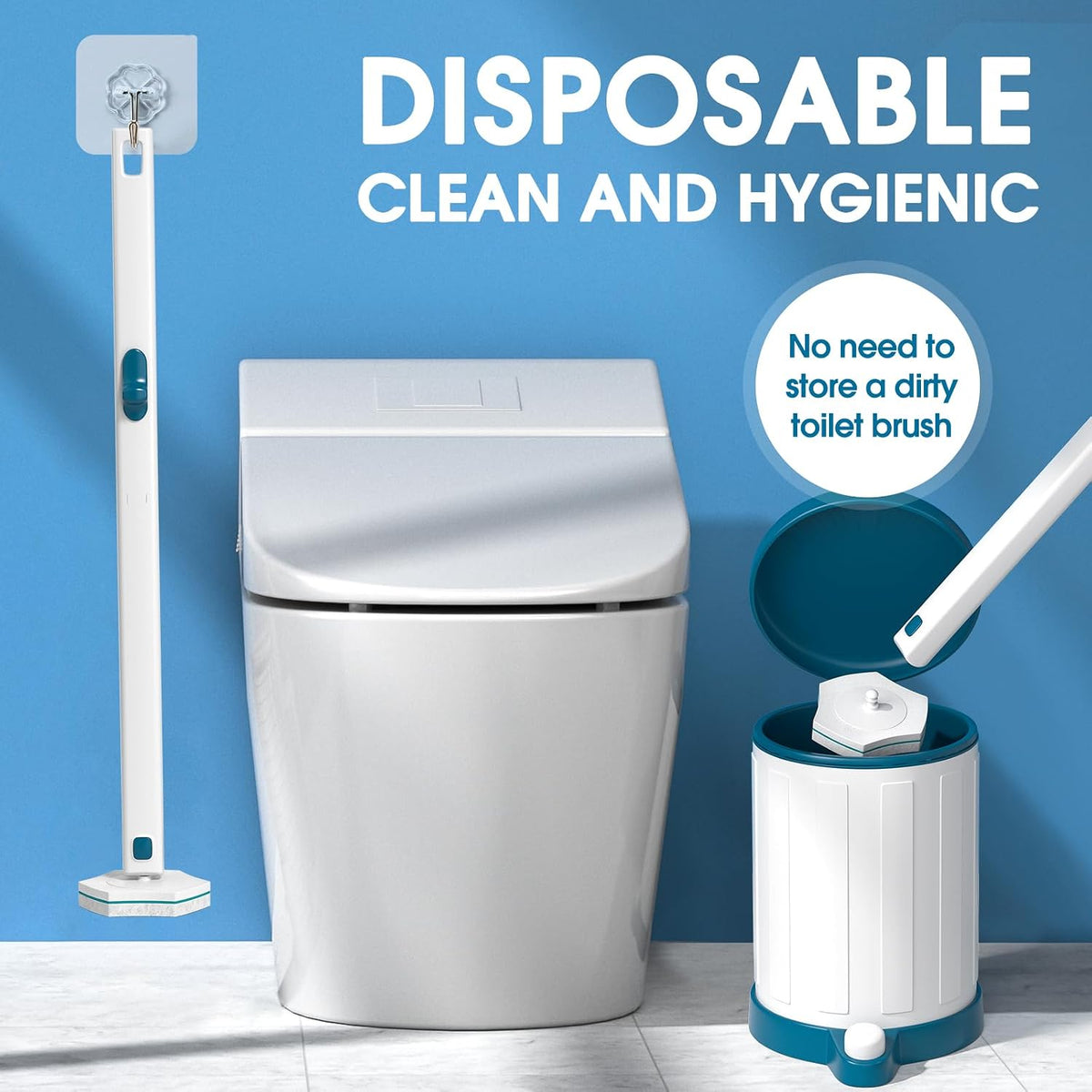 Disposable Toilet Brush Refills 32 Count Toilet Refills, Disposable Toilet Bowl Brush Refill Pads for Bathroom and Toilet Cleaning (Not Compatible with Other Brand Toilet Handle)