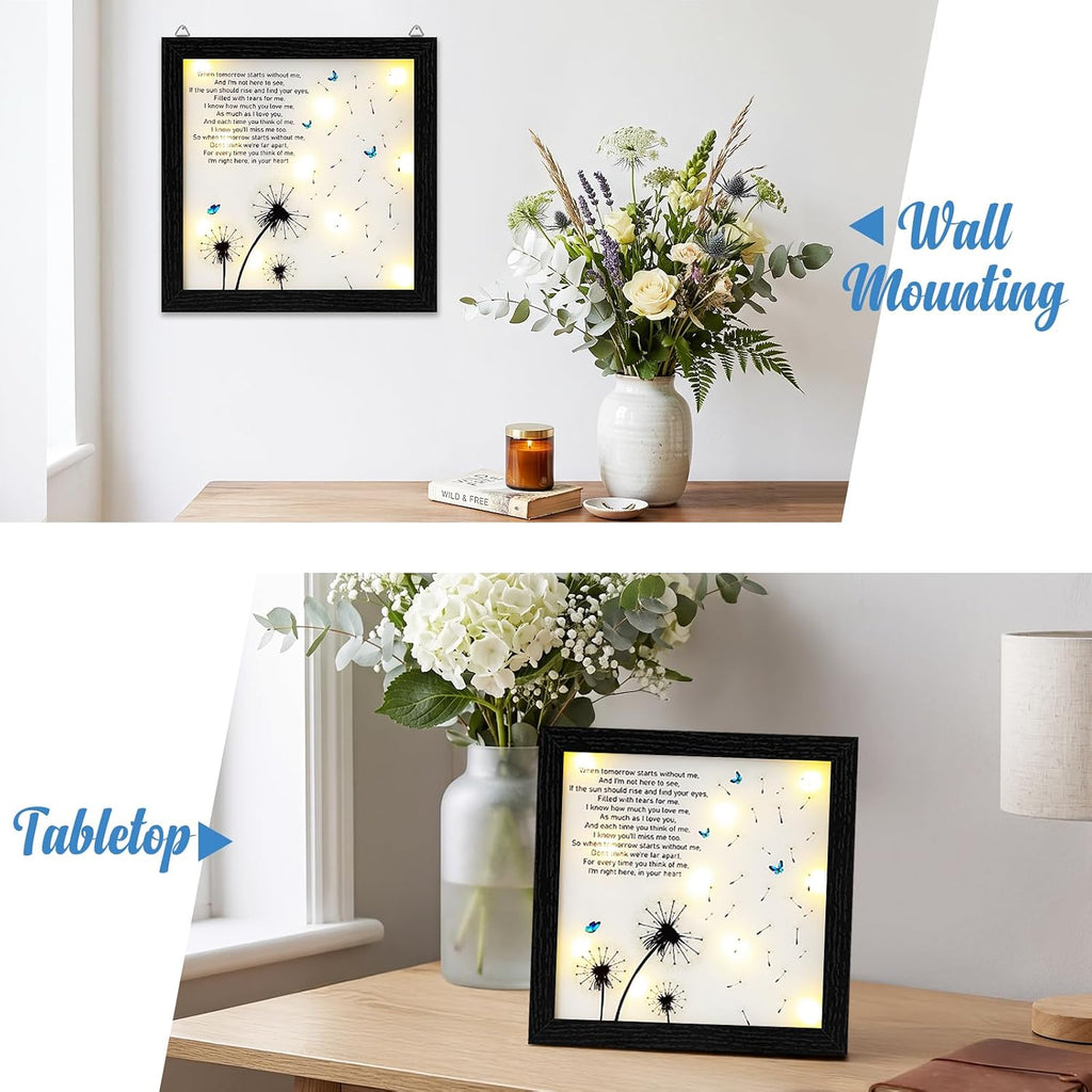 Memorial Gifts LED Shadow Box Sympathy Condolences Grief Dandelion 8x8