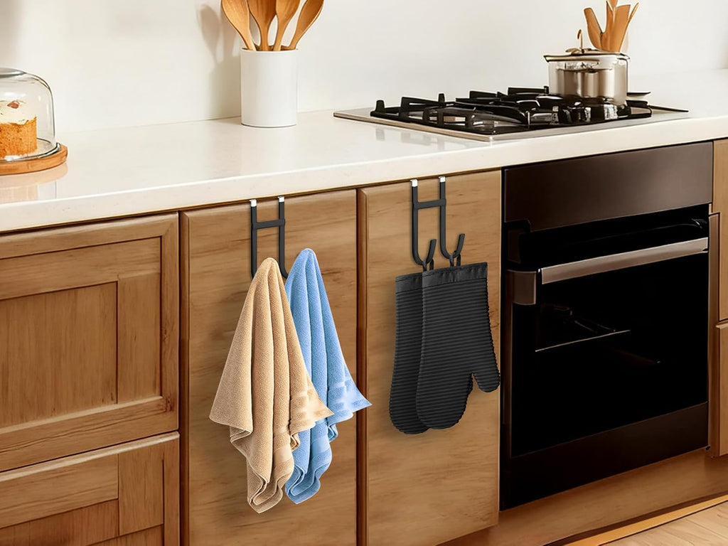 Mars-Rock Double Over Door Steel Hooks 2 Pack Fit 1-3/8" Door 5.5" Black