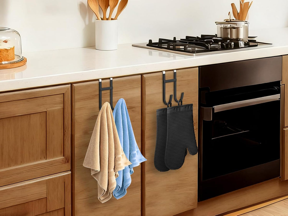 Mars-Rock Double Over Door Steel Hooks 2 Pack Fit 1-3/8" Door 5.5" Black