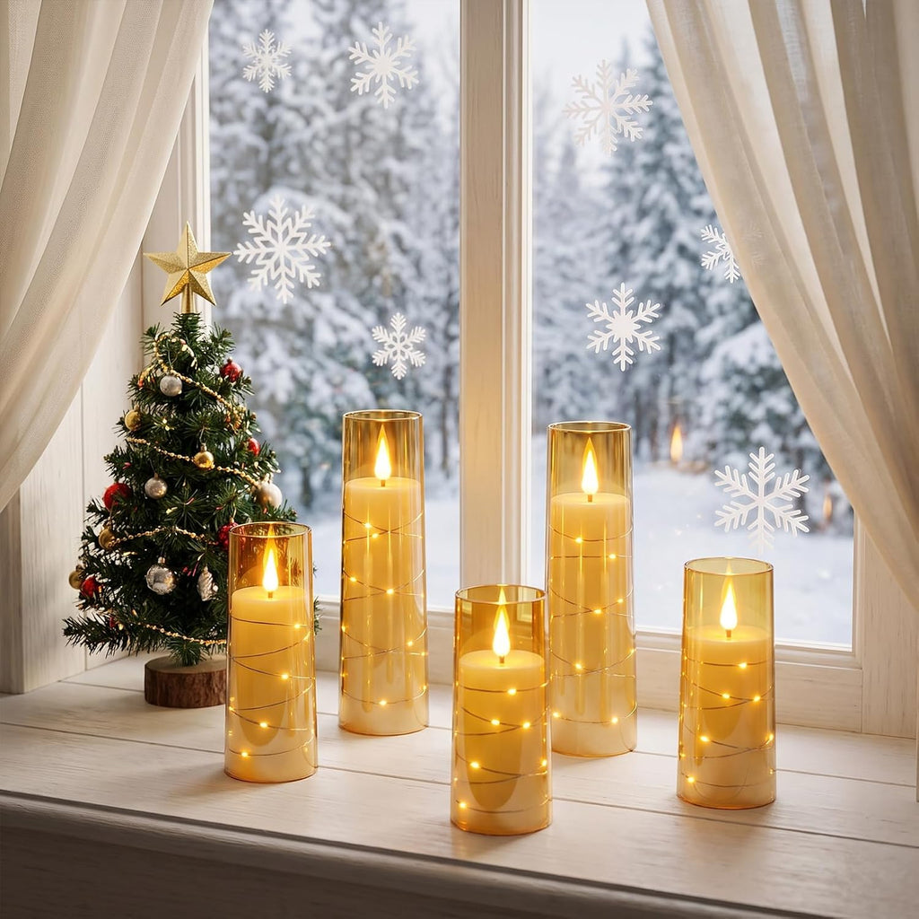 Rechargeable Flameless Candles String Lights Battery Operated 2 Remote Gold