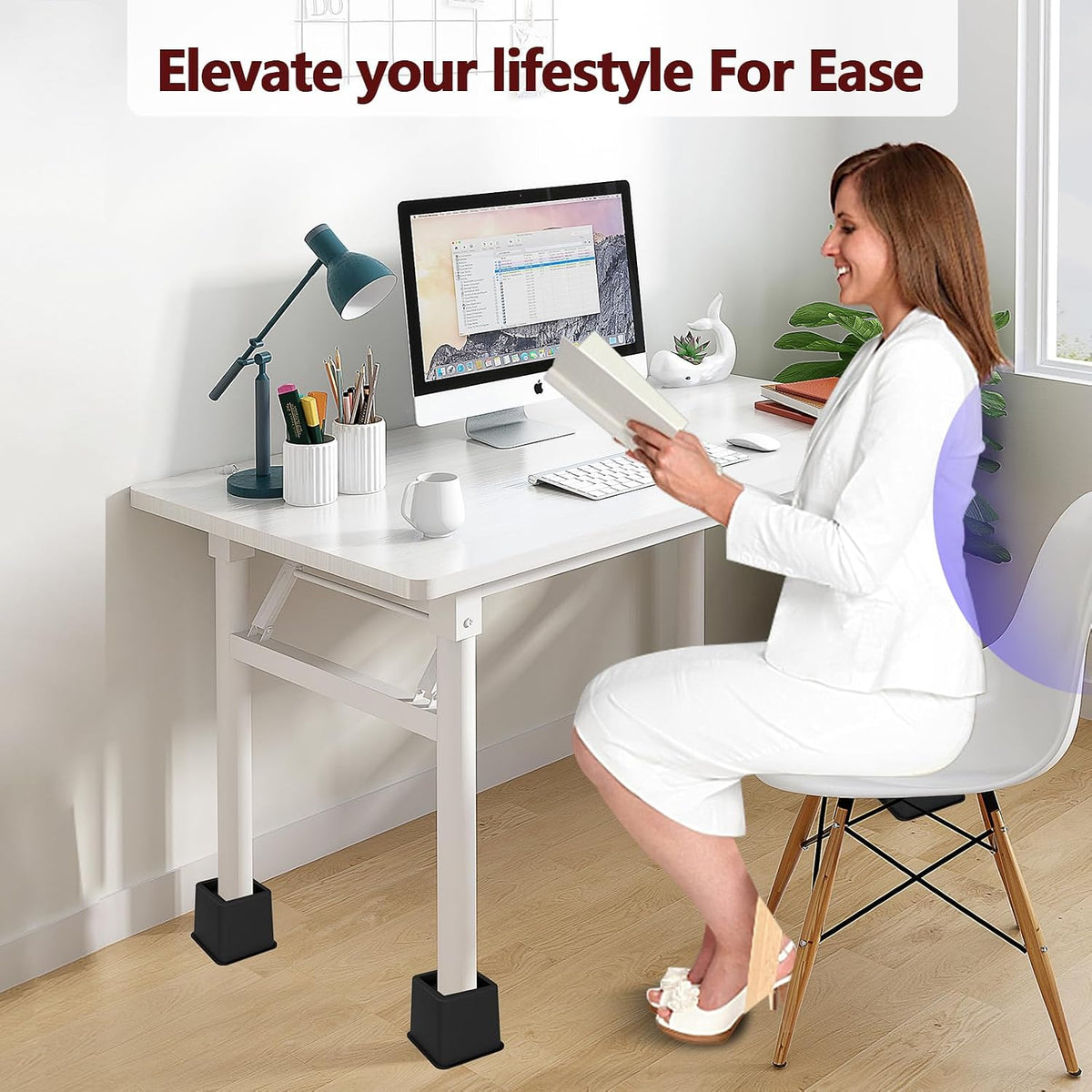 Heavy Duty Bed Risers - Set of 4 Adjustable Furniture Risers, Elevation Heights of 3, 5 & 8 Inches, Supports Up to 1,300 lbs for Bed, Couch, Table & Chair