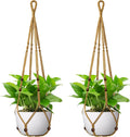 USLAI Macrame Plant Hanger, Fits 4 to 15 Inch Pots, 35 Inch, Brown, 2 Pack