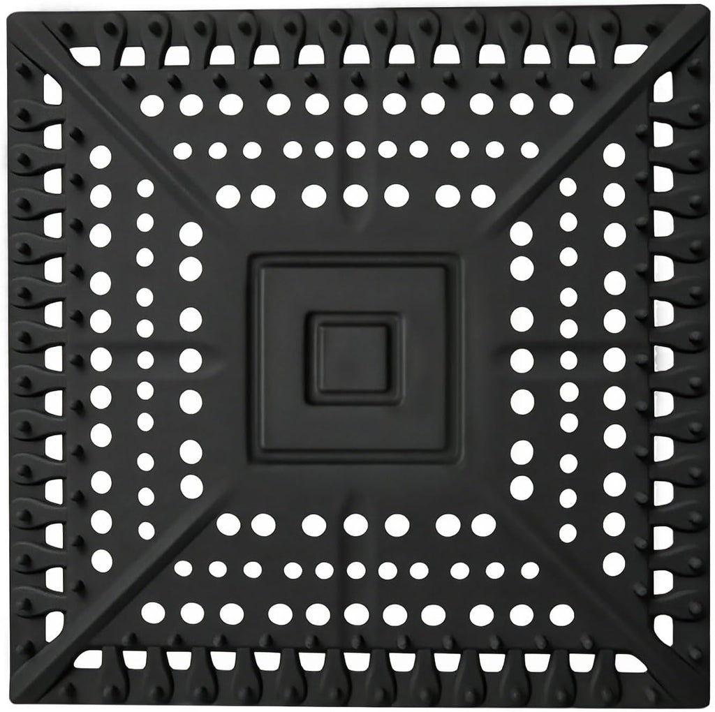 Square Silicone Shower Drain Hair Catcher, Black