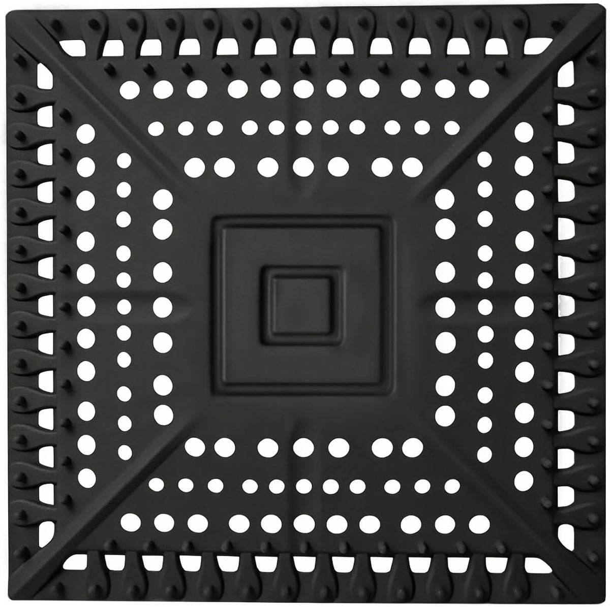 Square Silicone Shower Drain Hair Catcher, Black