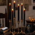 Homemory Black Bleeding Real Wax Flameless Taper Candles, 9.6 Inch Battery Operated LED Candlesticks with Remote Control and Timer, Realistic Dripless for Halloween Spooky Dark Decor 6 Pack