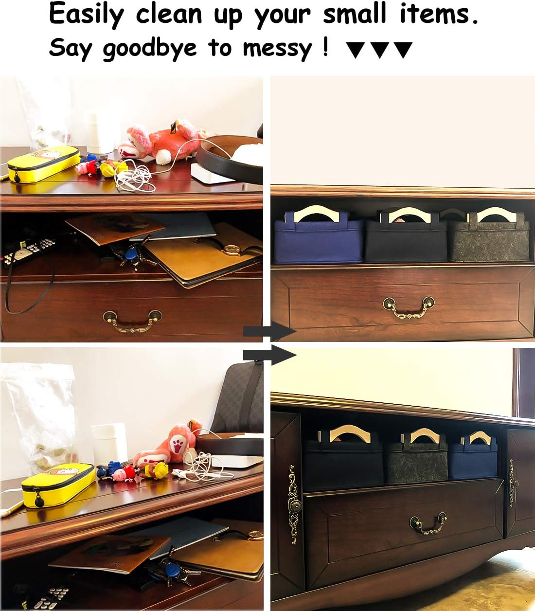 Rectangle Storage Baskets Navy Blue Storage Baskets Soft Decorative Nursery Bins for Books Magazines Album Dog Toys Bra Socks