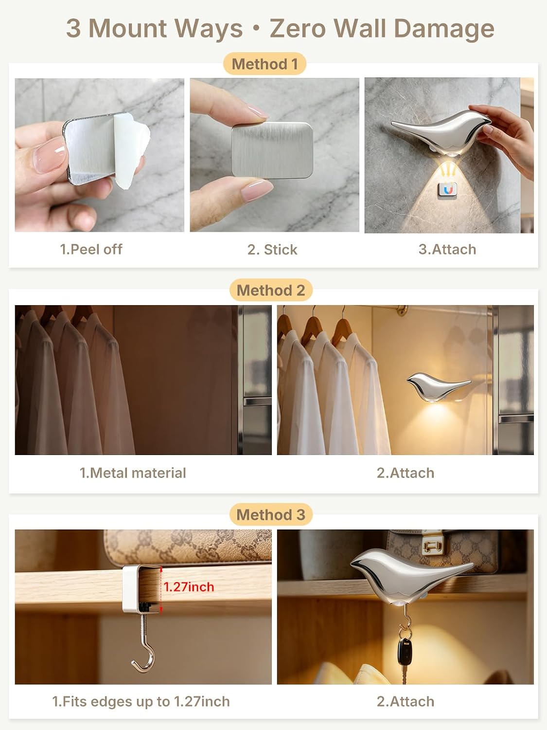 Bird Motion Sensor Light Indoor: Easy Use for Bathroom