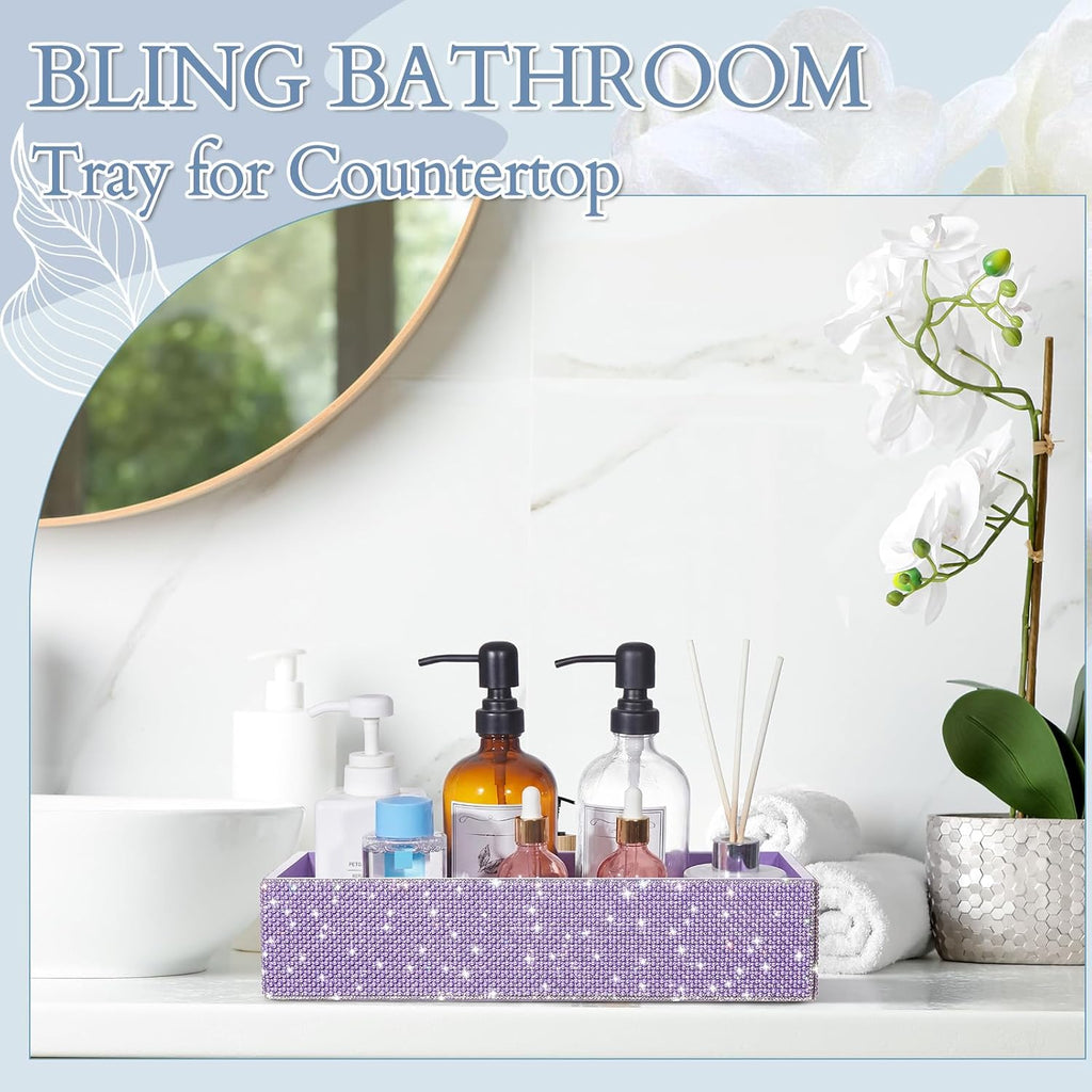 Honeydak Bathroom Basket, Pearl Toilet Tank Tray Purple Pearl