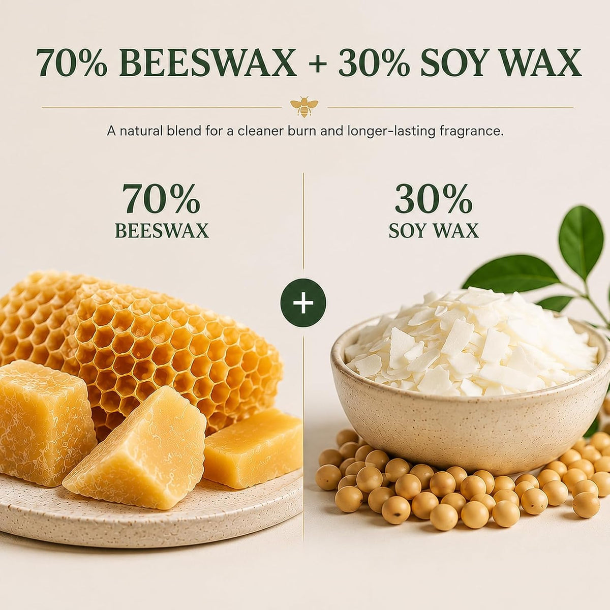 Bergamot Beeswax Blend Pillar Candle, Up to 90 Hours