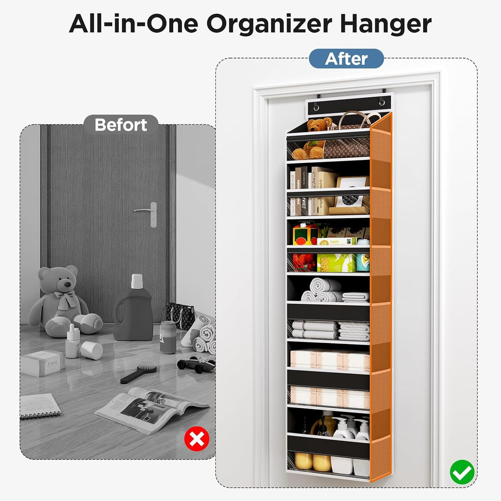 Over The Door Organizer 6 Tiers, Behind The Door Storage Hanging Shelves